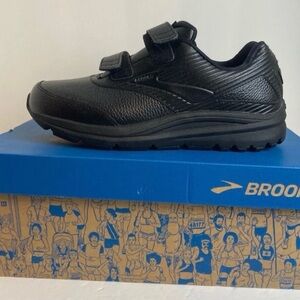 Brooks Addiction Walker V Strap Black Leather Shoes Women 10.5 Wide